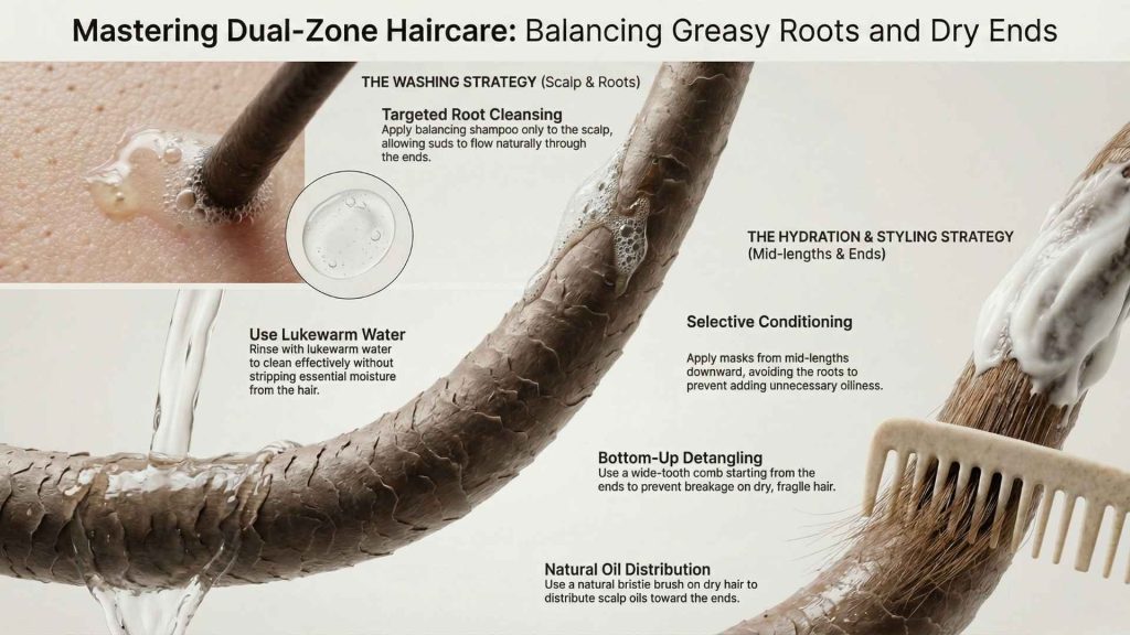 Caring for Greasy Roots But Dry Frizzy Ends