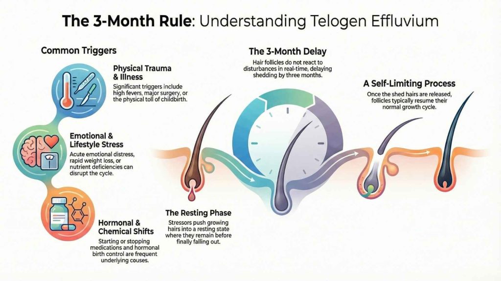 Hair Falling Out in Clumps in the Shower Telogen Effluvium and the 3-Month Rule