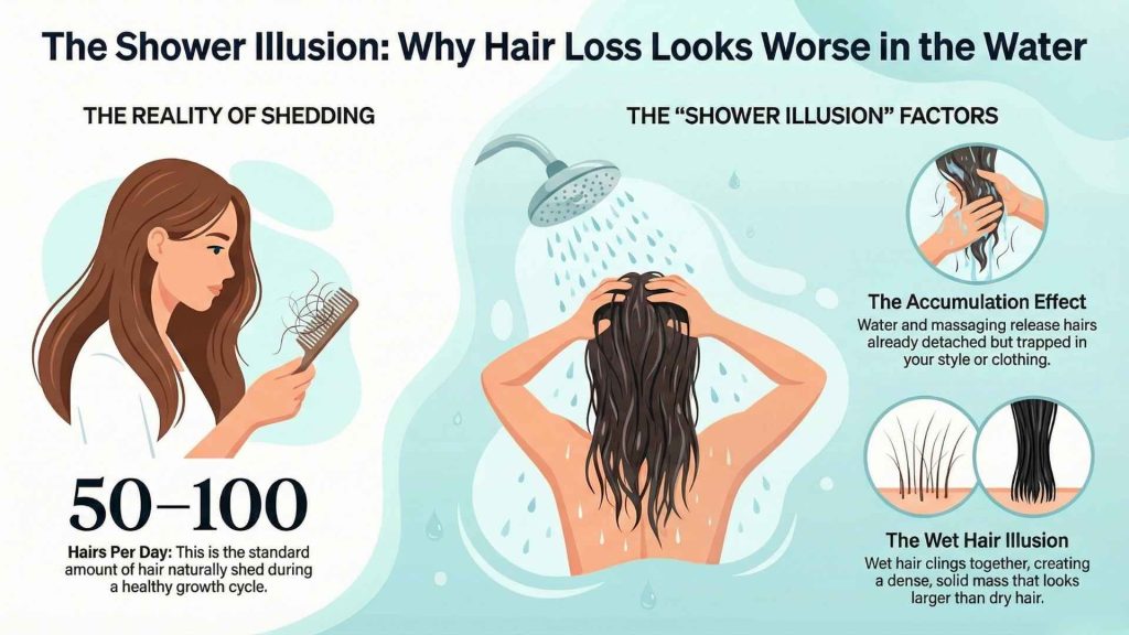 Hair Falling Out in Clumps in the Shower the Shower Magnifies Hair Loss