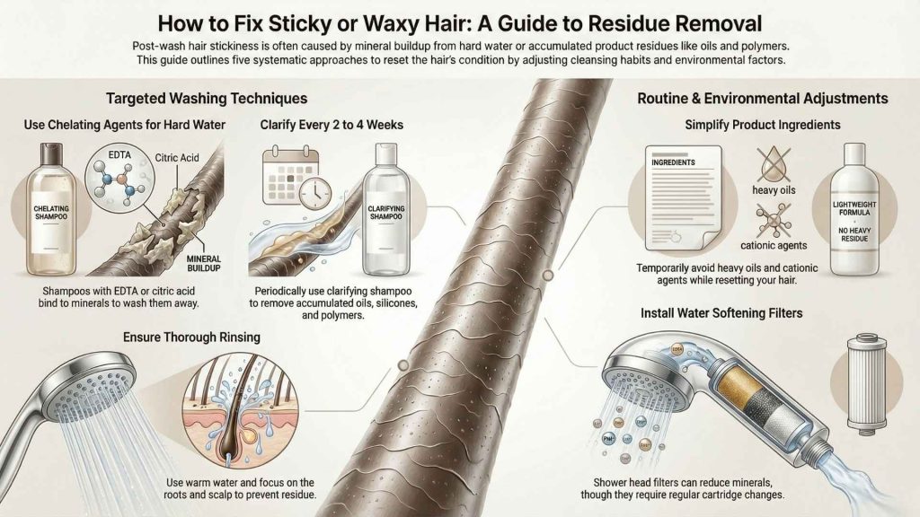 Hair Feels Sticky After Washing Approaches Often Reported as Helpful