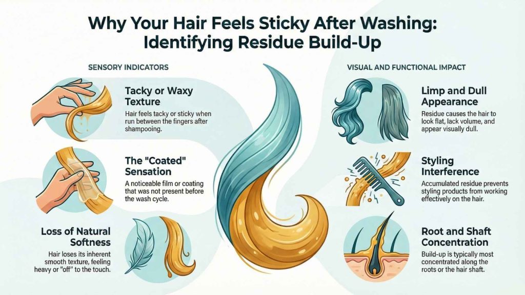Hair Feels Sticky or Waxy After Washing People Typically Notice and Experience