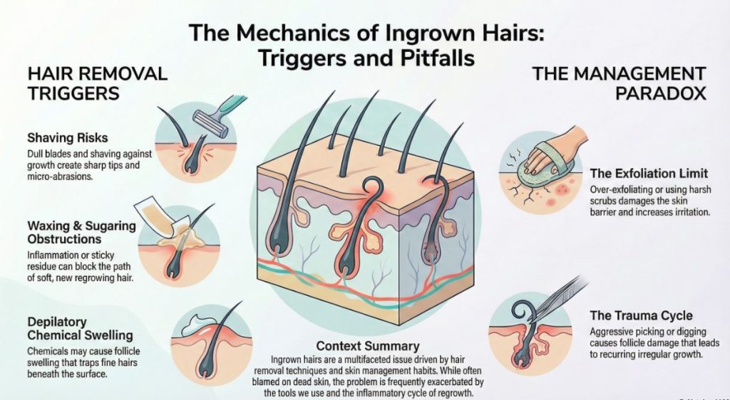 The Mechanics of Ingrown Hairs