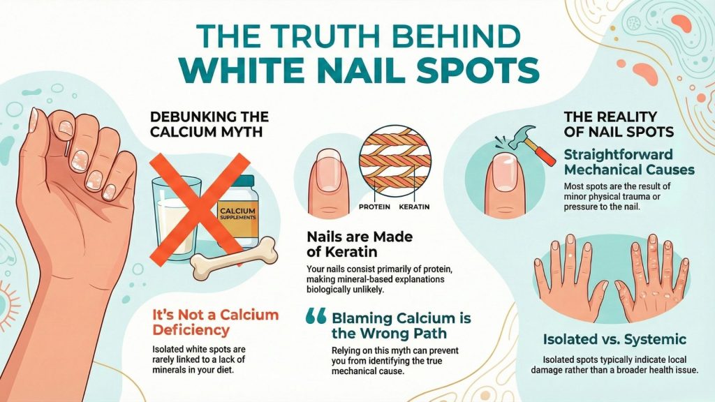 White Spots Appearing on Nail Surface a Major Myth
