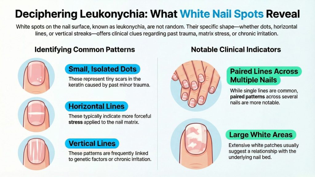 White Spots Appearing on Nail Surface Observing the Patterns